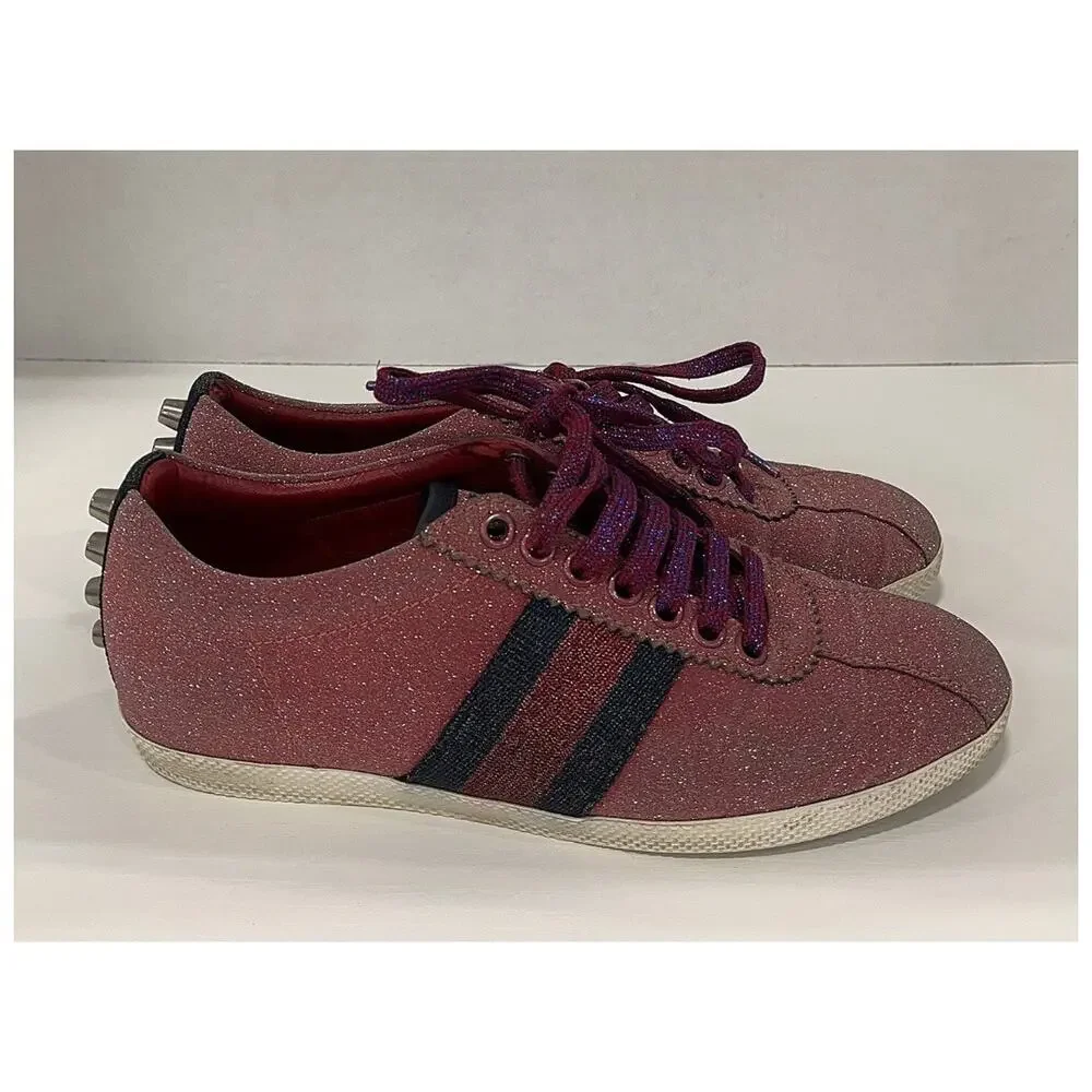 Authentic GUCCI Bambi Glitter Pink Ace Sparkle Studded Sneakers Size EU 35/US 5 - Picture 8 of 11